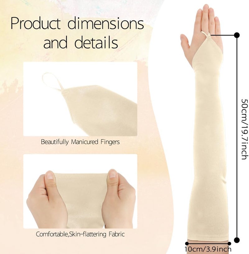 Yritioa Satin Opera Gloves Long Fingerless Elbow Length Costume Party Gloves - Image 3